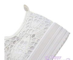 Close-up of the textured non-slip rubber sole and mesh-inspired detailing on white Xia Daddy shoes."