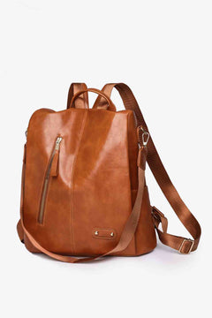 Close-up of smooth-gliding zipper on Marcy vegan leather backpack