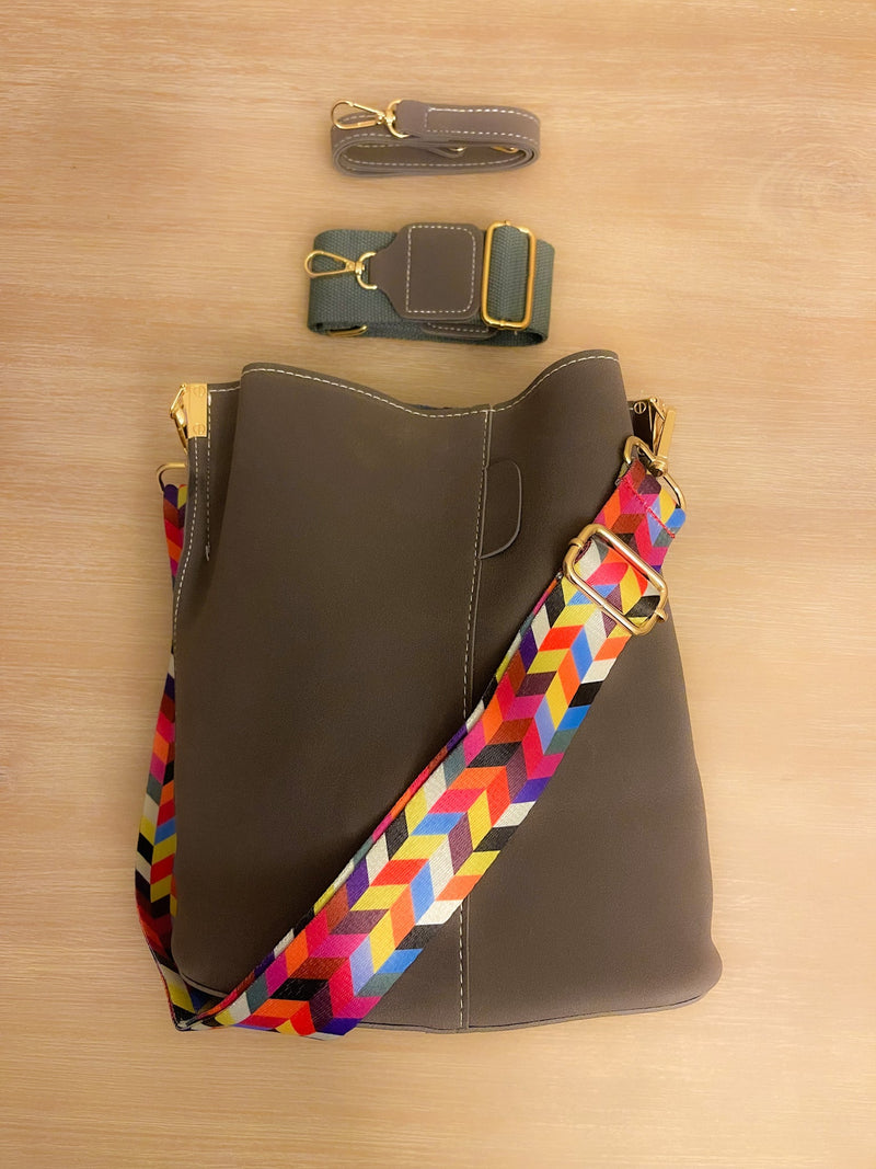 Blake gray bucket-style vegan leather shoulder bag – women's everyday bag