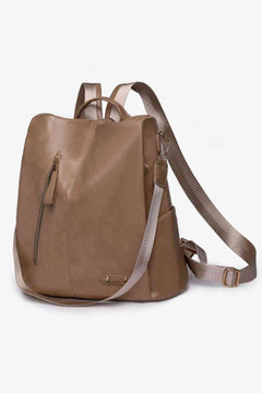 Marcy Zipper Pocket Backpack in vegan leather – front view