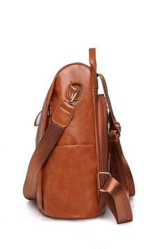 Marcy luxury vegan leather backpack – side profile