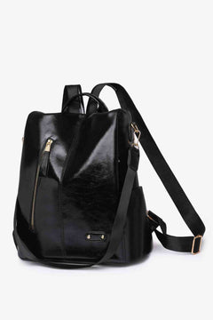 Marcy Zipper Pocket Backpack in vegan leather – front view