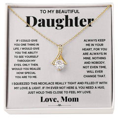 My Daughter My Everything Alluring Beauty Necklace, gold-tone pendant with clear crystal, gift card reads Love, Mom