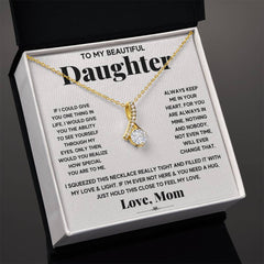 My Daughter My Everything Alluring Beauty Necklace in gold with crystal pendant, gift box and keepsake card