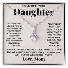 My Daughter My Everything Alluring Beauty Necklace by ShineOn Fulfillment in silver with a crystal drop pendant on a chain.