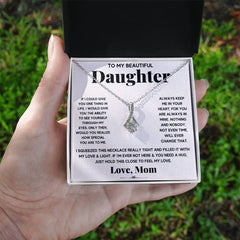 Alluring Beauty Necklace, silver-tone chain with crystal pendant in a gift box