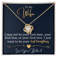 To My Last Everything Love Knot Necklace in gold-tone with crystal centerpiece