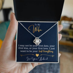 To My Last Everything Love Knot Necklace, silver-tone pendant on a delicate chain