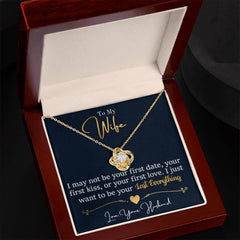 Jewelry: To My Last Everything Love Knot Necklace, gold-tone chain with crystal heart pendant in a gift box