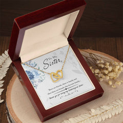 To My Sister Interlocking Hearts Necklace, gold-tone pendant on a delicate chain by ShineOn Fulfillment