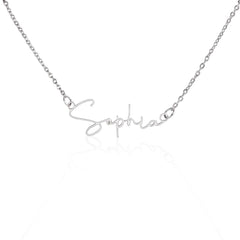 Signature Style Name Necklace in silver with a cursive name pendant on a delicate chain