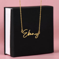 Signature Style Name Necklace in gold-tone with cursive name pendant