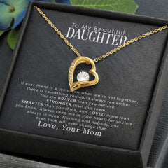 My Beautiful Daughter Forever Love Necklace, gold-tone heart pendant with clear stone, ShineOn Fulfillment