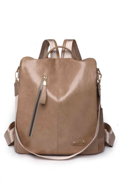 Marcy Zipper Pocket Backpack in vegan leather – front view